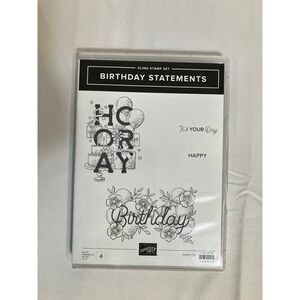 Stampin‎ Up Birthday Statements Cling Stamp Set "It's Your Day" Happy Birthday